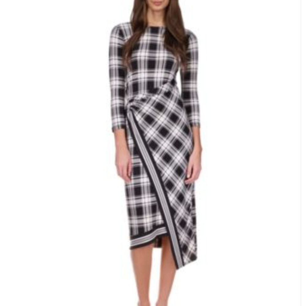 Michael Kors AsymmetricalPlaid Midi Dress -small
